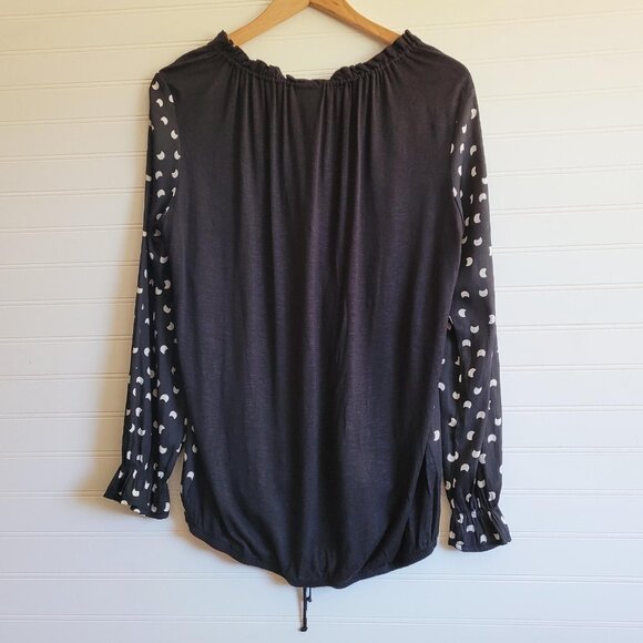 Anthropologie Dolan Left Coast Top Womens XS Black Print Tie Front - Picture 6 of 7